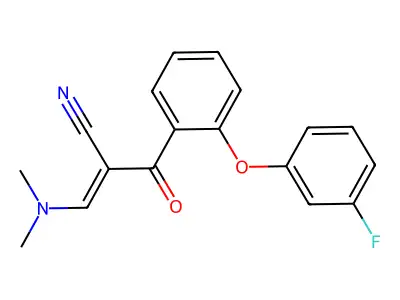 3-(Dimethylamino)-2-[2-(3-fluorophenoxy)benzoyl]prop-2-enenitrile structure