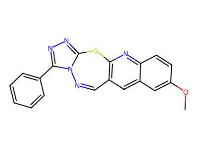 1,2,4-Triazolo(3',4':2,3)(1,3,4)thiadiazepino(7,6-b)quinoline, 9-methoxy-3-phenyl- structure