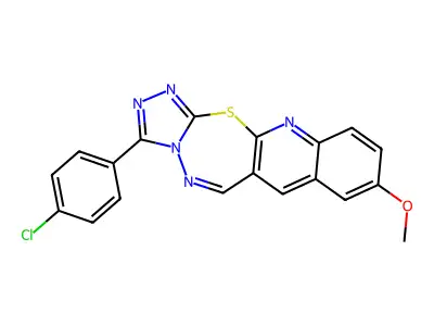 1,2,4-Triazolo(3',4':2,3)(1,3,4)thiadiazepino(7,6-b)quinoline, 3-(4-chlorophenyl)-9-methoxy- structure