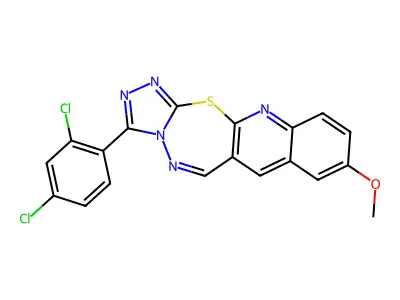1,2,4-Triazolo(3',4':2,3)(1,3,4)thiadiazepino(7,6-b)quinoline, 3-(2,4-dichlorophenyl)-9-methoxy- structure
