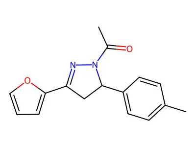 1-(3-Furan-2-yl-5-p-tolyl-4,5-dihydro-pyrazol-1-yl)-ethanone structure
