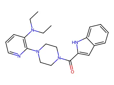 Piperazine, 1-(3-(diethylamino)-2-pyridinyl)-4-(1H-indol-2-ylcarbonyl)- structure