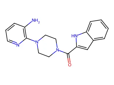 Piperazine, 1-(3-amino-2-pyridinyl)-4-(1H-indol-2-ylcarbonyl)- structure