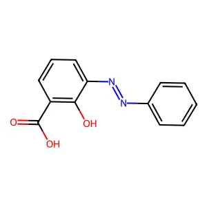 (E)-2-hydroxy-3-(phenyldiazenyl)benzoic acid structure