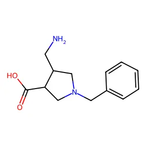 rac-(3R,4S)-4-(aminomethyl)-1-benzylpyrrolidine-3-carboxylic acid structure