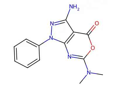 3-amino-6-(dimethylamino)-1-phenylpyrazolo[3,4-d][1,3]oxazin-4(1H)-one structure
