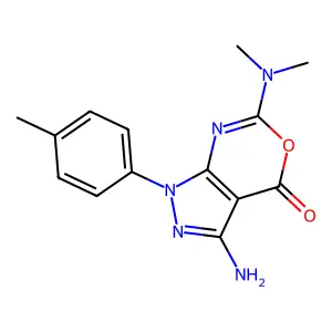3-amino-6-(dimethylamino)-1-(4-methylphenyl)pyrazolo[3,4-d][1,3]oxazin-4(1H)-one structure