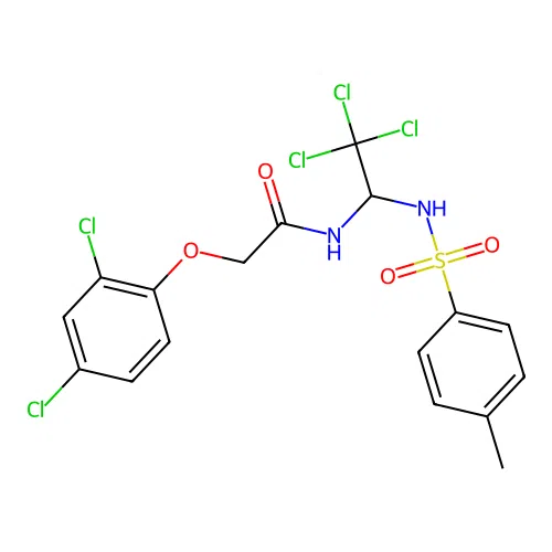 2-(2,4-dichlorophenoxy)-N-(2,2,2-trichloro-1-{[(4-methylphenyl)sulfonyl]amino}ethyl)acetamide structure