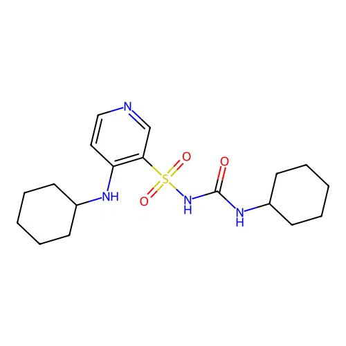 4-(Cyclohexylamino)-N-(cyclohexylcarbamoyl)pyridine-3-sulfonamide structure