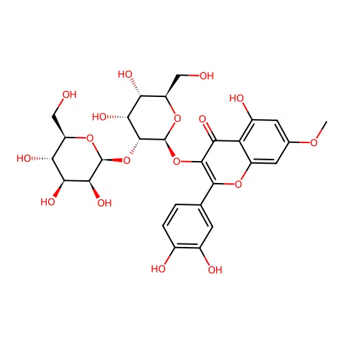 rhamnetin-3-O-(2''-O-mannopyranosyl)allopyranoside structure