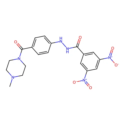 Benzoic acid, 3,5-dinitro-, 2-(4-((4-methyl-1-piperazinyl)carbonyl)phenyl)hydrazide structure