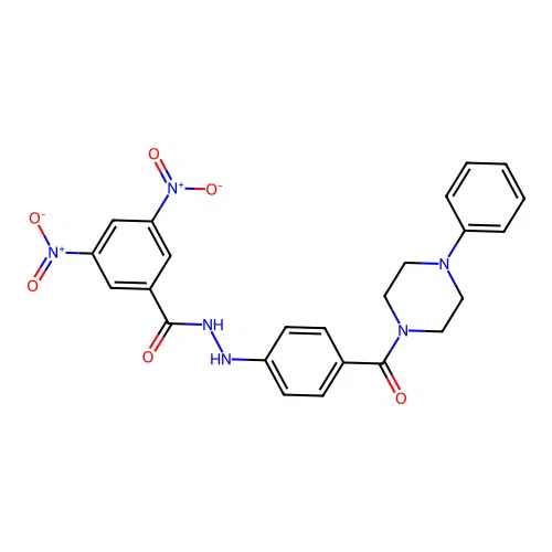 Benzoic acid, 3,5-dinitro-, 2-(4-((4-phenyl-1-piperazinyl)carbonyl)phenyl)hydrazide structure