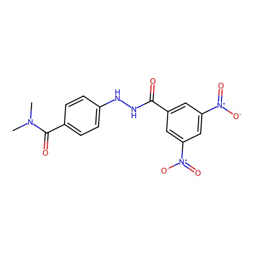 Benzoic acid, 3,5-dinitro-, 2-(4-((dimethylamino)carbonyl)phenyl)hydrazide structure