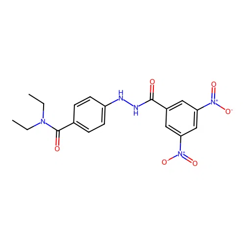 Benzoic acid, 3,5-dinitro-, 2-(4-((diethylamino)carbonyl)phenyl)hydrazide structure