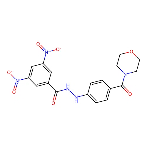 Benzoic acid, 3,5-dinitro-, 2-(4-(4-morpholinylcarbonyl)phenyl)hydrazide structure