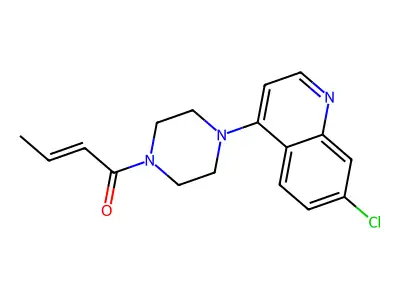 2-Buten-1-one, 1-[4-(7-chloro-4-quinolinyl)-1-piperazinyl]-, (2E)- structure