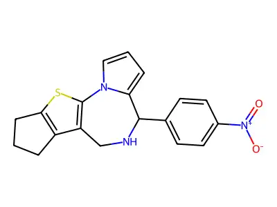4H,7H-Cyclopenta(4,5)thieno(3,2-f)pyrrolo(1,2-a)(1,4)diazepine, 5,6,8,9-tetrahydro-4-(4-nitrophenyl)- structure