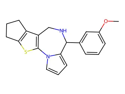 4H,7H-Cyclopenta(4,5)thieno(3,2-f)pyrrolo(1,2-a)(1,4)diazepine, 5,6,8,9-tetrahydro-4-(3-methoxyphenyl)- structure