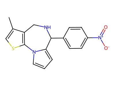 5,6-Dihydro-3-methyl-6-(4-nitrophenyl)-4H-pyrrolo(1,2-a)thieno(3,2-f)(1,4)diazepine structure