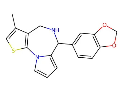 5,6-Dihydro-6-(1,3-benzodioxol-5-yl)-3-methyl-4H-pyrrolo(1,2-a)thieno(3,2-f)(1,4)diazepine structure