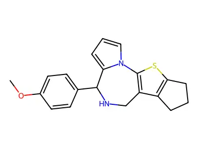 4H,7H-Cyclopenta(4,5)thieno(3,2-f)pyrrolo(1,2-a)(1,4)diazepine, 5,6,8,9-tetrahydro-4-(4-methoxyphenyl)- structure