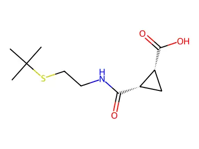 (1R,2S)-2-({[2-(tert-butylsulfanyl)ethyl]amino}carbonyl)cyclopropanecarboxylic acid structure