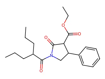 Ethyl 2-oxo-4-phenyl-1-(2-propylpentanoyl)pyrrolidine-3-carboxylate structure