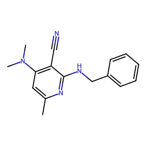 3-Pyridinecarbonitrile, 4-(dimethylamino)-6-methyl-2-((phenylmethyl)amino)- structure