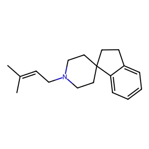 3,4-dihydro-1'-(3-methylbut-2-enyl)spiro(1H-indene-1,4'-piperidine) structure