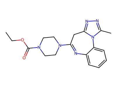 1-Piperazinecarboxylic acid, 4-(1-methyl-4H-(1,2,4)triazolo(4,3-a)(1,5)benzodiazepin-5-yl)-, ethyl ester structure