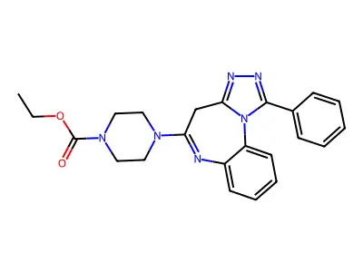 1-Piperazinecarboxylic acid, 4-(1-phenyl-4H-(1,2,4)triazolo(4,3-a)(1,5)benzodiazepin-5-yl)-, ethyl ester structure
