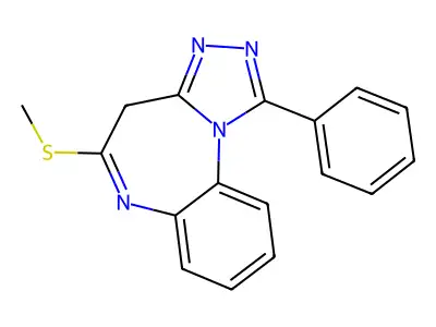 4H-(1,2,4)Triazolo(4,3-a)(1,5)benzodiazepine, 5-(methylthio)-1-phenyl- structure