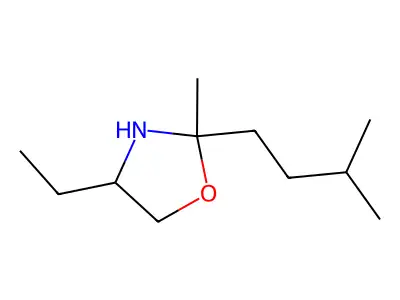 Oxazolidine, 4-ethyl-2-methyl-2-(3-methylbutyl)- structure