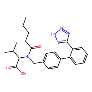 N-(1-Oxopentyl)-N-((2'-(2H-tetrazol-5-yl)(1,1'-biphenyl)-4-yl)methyl)valine structure