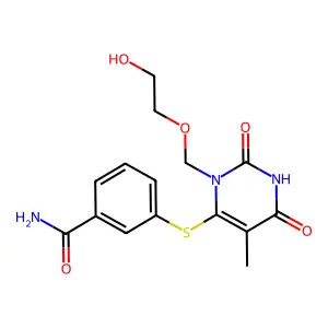 6-((3-Carbamoylphenyl)thio)-1-((2-hydroxyethoxy)methyl)thymine structure