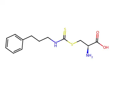 S-(N-(3-phenylpropyl)(thiocarbamoyl))-cysteine structure