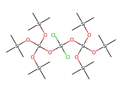 Bis(tris(trimethylsiloxy)siloxy)dichlorosilane structure