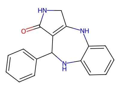 3,4,9,10-Tetrahydro-10-phenylpyrrolo(3,4-b)(1,5)benzodiazepin-1(2H)-one hydrate structure