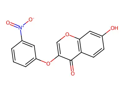 4H-1-Benzopyran-4-one, 7-hydroxy-3-(3-nitrophenoxy)- structure