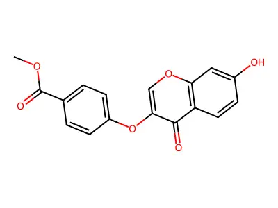 Benzoic acid, 4-((7-hydroxy-4-oxo-4H-1-benzopyran-3-yl)oxy)-, methyl ester structure