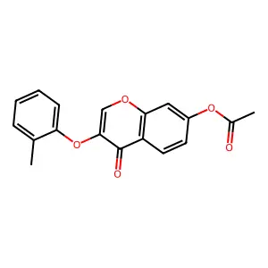 4H-1-Benzopyran-4-one, 7-(acetyloxy)-3-(2-methylphenoxy)- structure