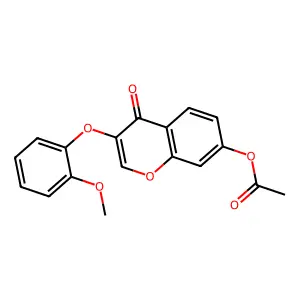 4H-1-Benzopyran-4-one, 7-(acetyloxy)-3-(2-methoxyphenoxy)- structure