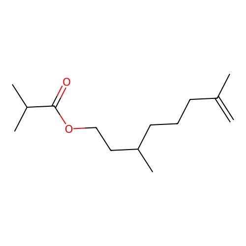 Propanoic acid, 2-methyl-, 3,7-dimethyl-7-octenyl ester structure
