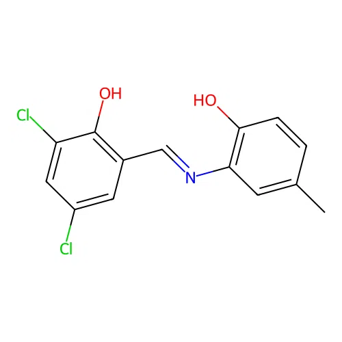 2,4-Dichloro-6-{[(2-hydroxy-5-methylphenyl)imino]methyl}phenol structure