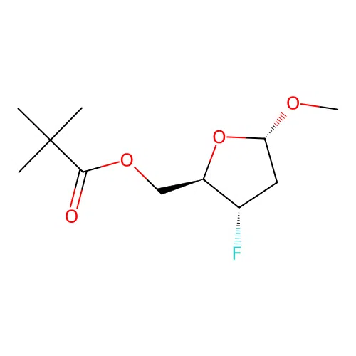 [(2R,3S,5S)-3-fluoro-5-methoxyoxolan-2-yl]methyl 2,2-dimethylpropanoate structure