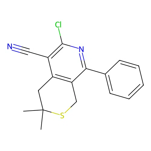 6-Chloro-3,3-dimethyl-8-phenyl-3,4-dihydro-1H-thiopyrano[3,4-c]pyridine-5-carbonitrile structure