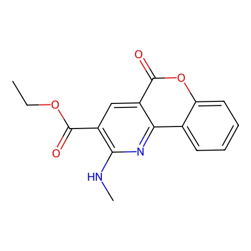 Ethyl 2-(methylamino)-5-oxochromeno[4,3-b]pyridine-3-carboxylate structure