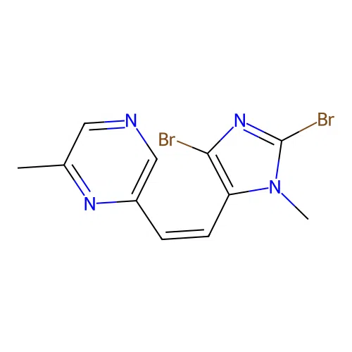 Pyrazine, 2-((Z)-2-(2,5-dibromo-3-methyl-imidazol-4-yl)ethenyl)-6-methyl- structure