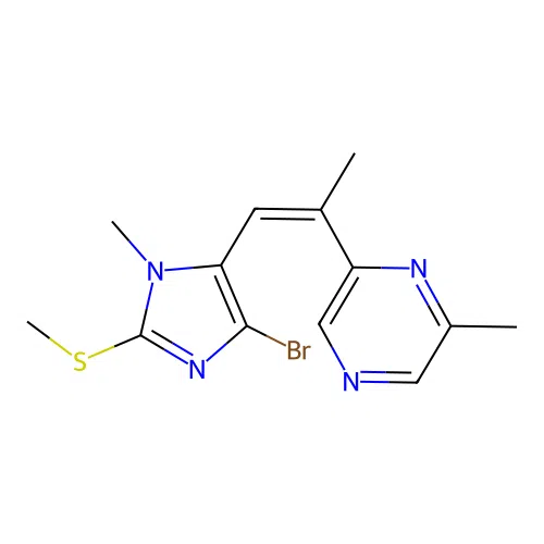 Pyrazine, 2-(2-(4-bromo-1-methyl-2-(methylthio)-1H-imidazol-5-yl)-1-methylethenyl)-6-methyl-, (Z)- structure