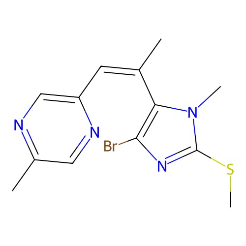 Pyrazine, 2-(2-(4-bromo-1-methyl-2-(methylthio)-1H-imidazol-5-yl)-1-propenyl)-5-methyl-, (Z)- structure